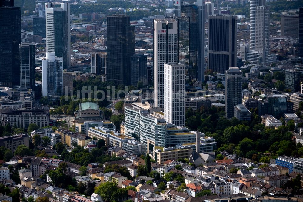 Luftbild Frankfurt am Main - Stadtzentrum mit der Skyline im Innenstadtbereich im Ortsteil Innenstadt in Frankfurt am Main im Bundesland Hessen, Deutschland