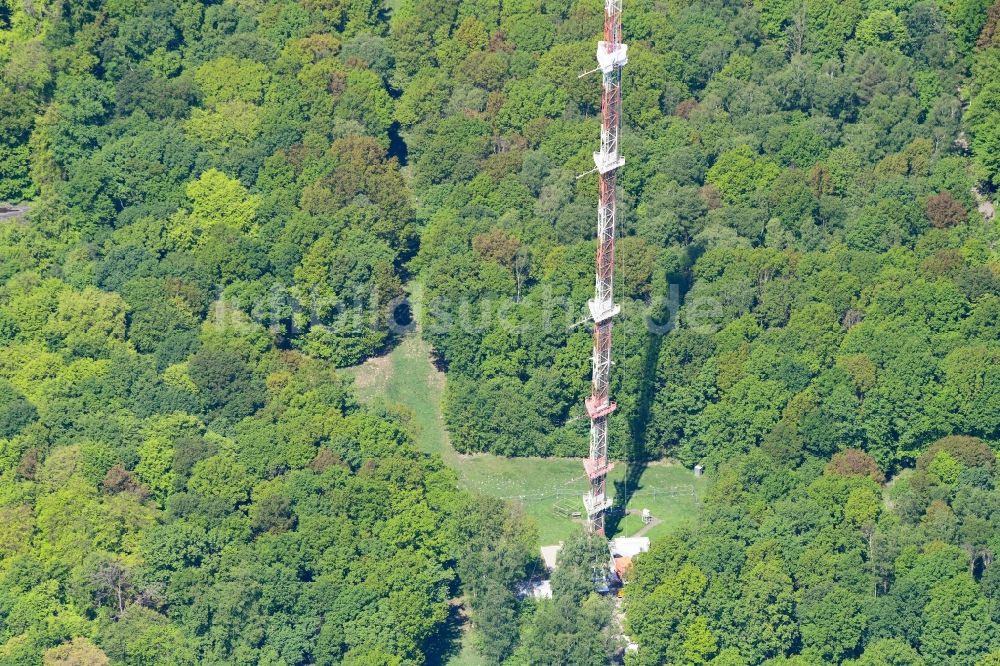 Luftaufnahme Jülich - Stahlmast- Funkturm und Sendeanlage als Grundnetzsender in Jülich im Bundesland Nordrhein-Westfalen, Deutschland