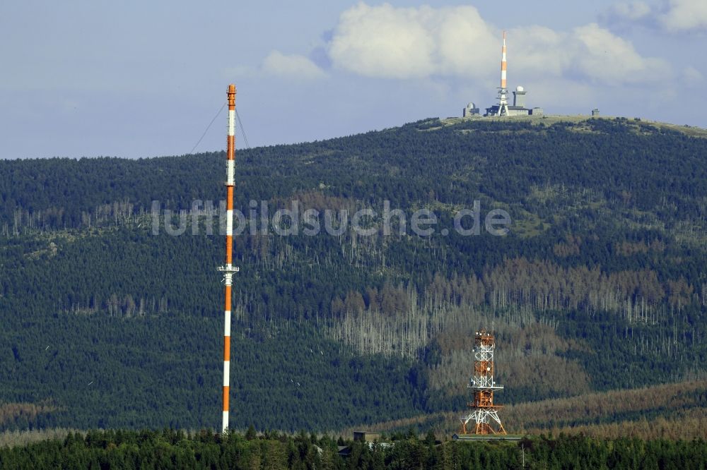 Luftbild Torfhaus - Stahlmast- Funkturm und Sendeanlage als Grundnetzsender Sender Torfhaus in Torfhaus im Bundesland Niedersachsen, Deutschland