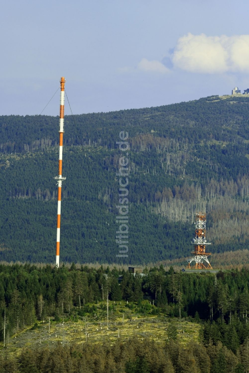 Luftaufnahme Torfhaus - Stahlmast- Funkturm und Sendeanlage als Grundnetzsender Sender Torfhaus in Torfhaus im Bundesland Niedersachsen, Deutschland