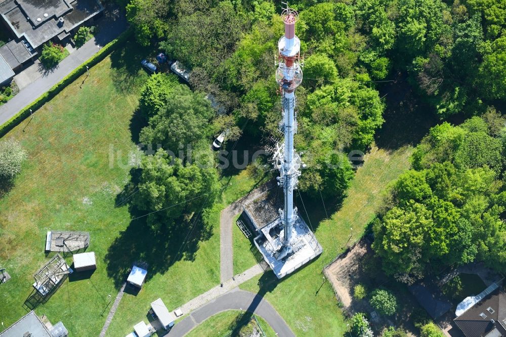 Kleve von oben - Stahlmast- Funkturm und Sendeanlage als Grundnetzsender des WDR in Kleve im Bundesland Nordrhein-Westfalen, Deutschland