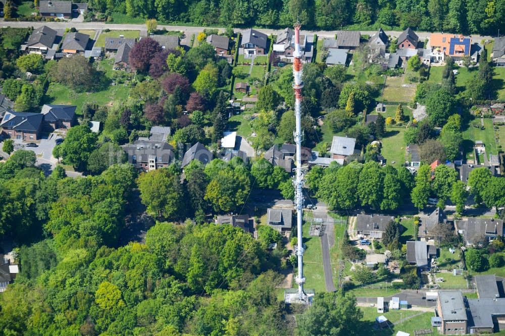 Luftbild Kleve - Stahlmast- Funkturm und Sendeanlage als Grundnetzsender des WDR in Kleve im Bundesland Nordrhein-Westfalen, Deutschland