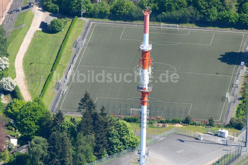 Luftbild Kleve - Stahlmast- Funkturm und Sendeanlage als Grundnetzsender des WDR in Kleve im Bundesland Nordrhein-Westfalen, Deutschland
