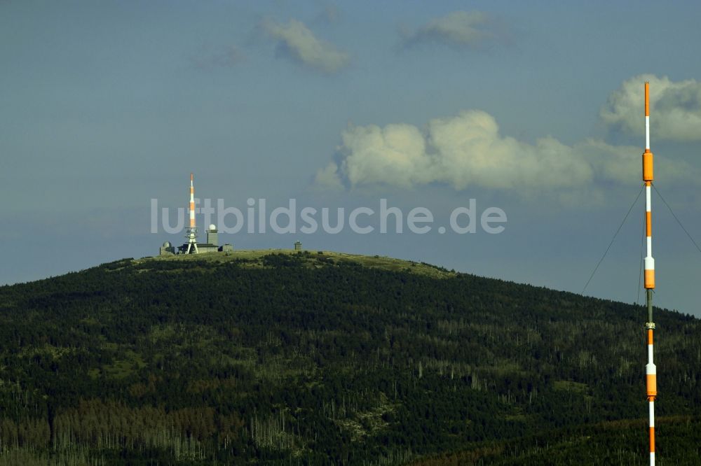 Torfhaus von oben - Stahlmast- Funkturm Sender Harz-West des NDR Norddeutscher Rundfunk in Torfhaus im Bundesland Niedersachsen, Deutschland