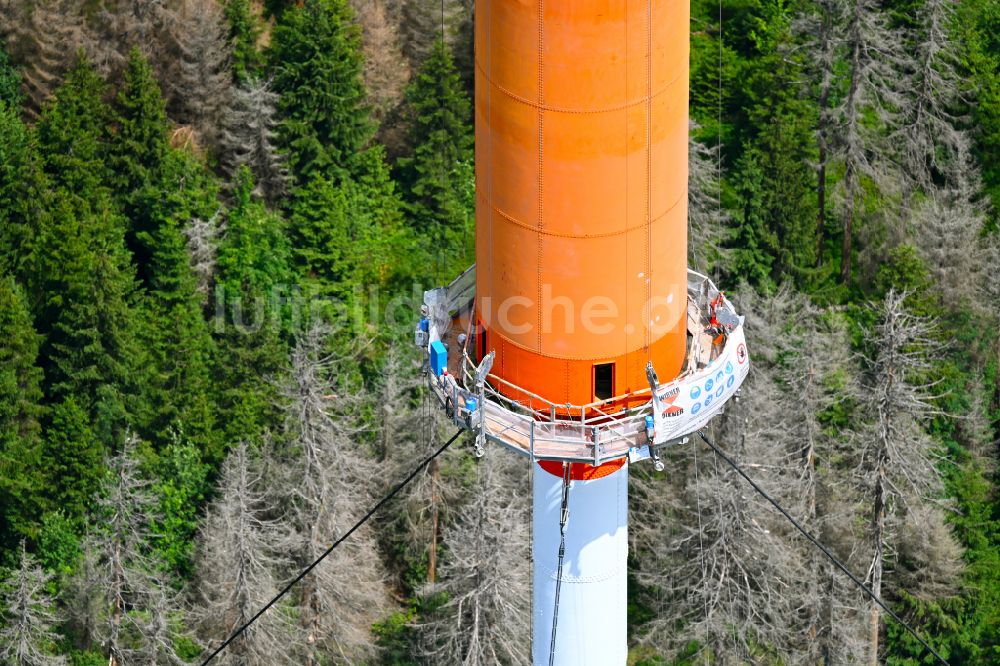 Luftaufnahme Torfhaus - Stahlmast- Funkturm Sender Harz-West des NDR Norddeutscher Rundfunk in Torfhaus im Bundesland Niedersachsen, Deutschland