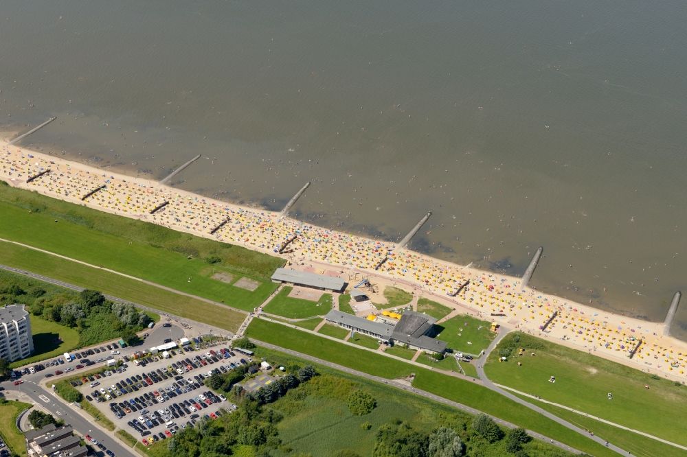Luftbild Cuxhaven - Standhaus Döse am Strand der Nordseeküste bei Cuxhaven im Bundesland Niedersachsen
