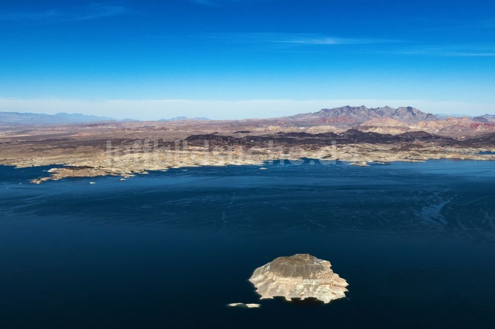 Echo Bay aus der Vogelperspektive: Staubecken und Stausee in Echo Bay in Nevada, USA