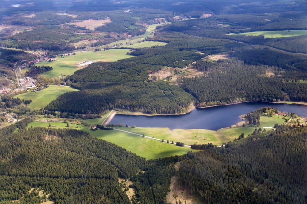 Luftaufnahme Elbingerode (Harz) - Staubecken und Stausee in Elbingerode (Harz) im Bundesland Sachsen-Anhalt, Deutschland