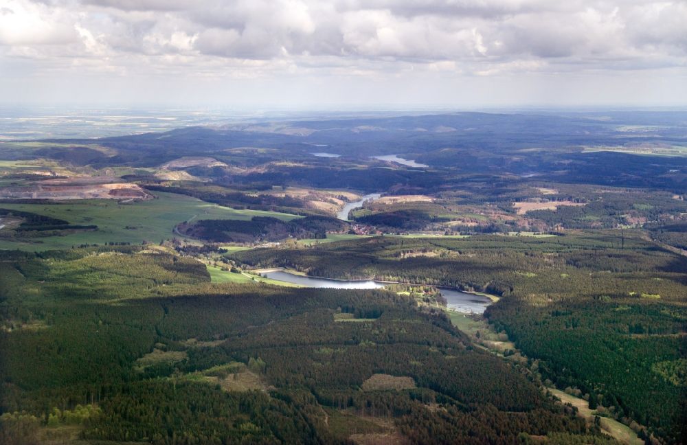 Elbingerode (Harz) von oben - Staubecken und Stausee in Elbingerode (Harz) im Bundesland Sachsen-Anhalt, Deutschland