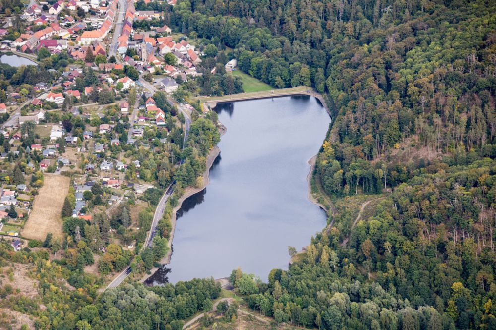 Luftaufnahme Güntersberge - Staubecken und Stausee in Güntersberge im Bundesland Sachsen-Anhalt, Deutschland
