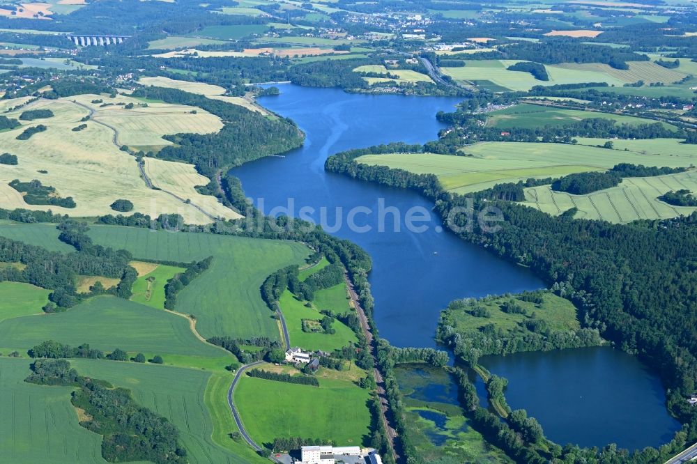 Oelsnitz/Vogtl. von oben - Staubecken und Stausee in Oelsnitz/Vogtl. im Bundesland Sachsen, Deutschland