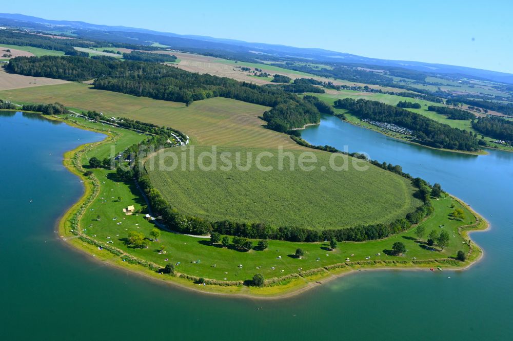 Luftbild Pöhl - Staubecken und Stausee in Pöhl im Bundesland Sachsen, Deutschland