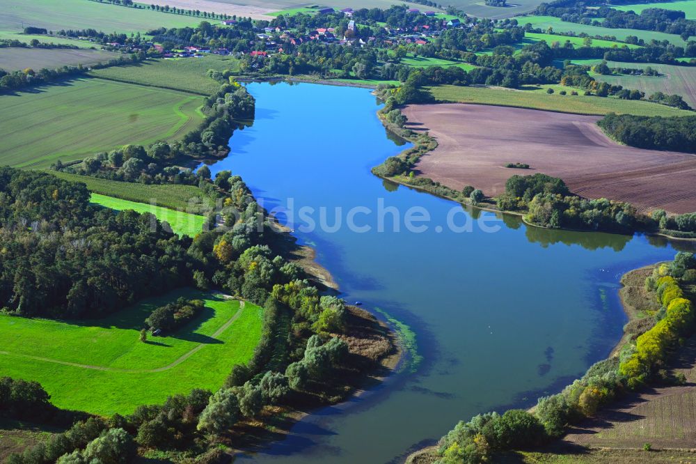 Luftaufnahme Preddöhl - Staubecken und Stausee in Preddöhl im Bundesland Brandenburg, Deutschland