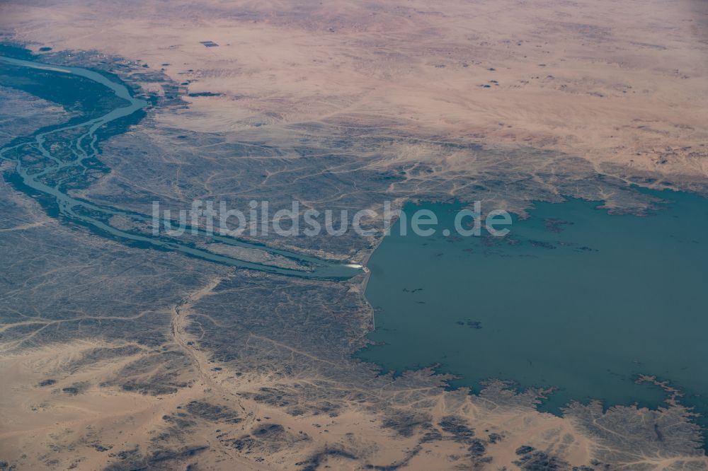 Luftaufnahme Ash Shalal ar Rabia - Staudamm am Stausee Meroe Dam in Ash Shalal ar Rabia in Northern, Sudan