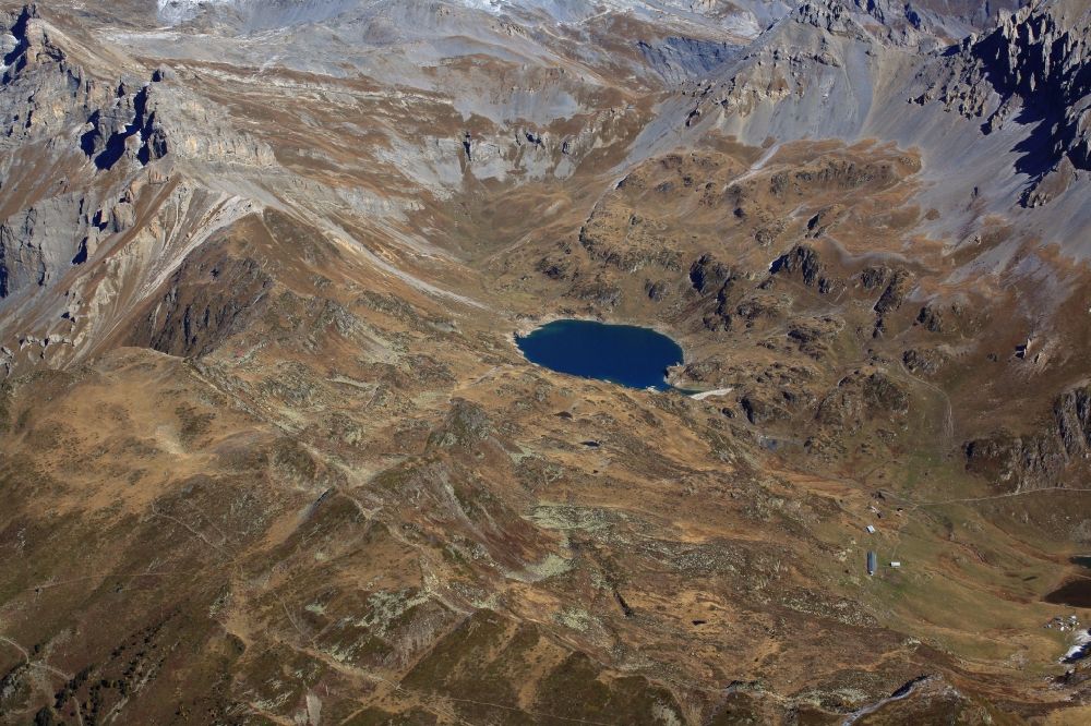 Luftbild Fully - Stausee Lac de Fully in den Schweizer Alpen in Fully im Kanton Valais, Schweiz