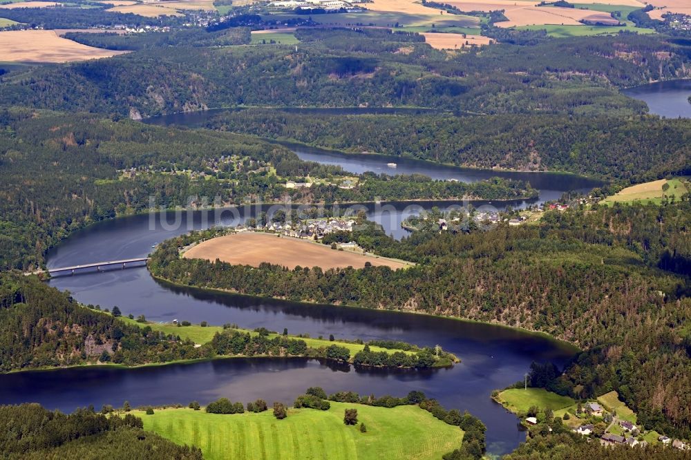 Luftbild Gräfenwarth - Stausee Talsperre Bleilochstausee in Gräfenwarth im Bundesland Thüringen, Deutschland