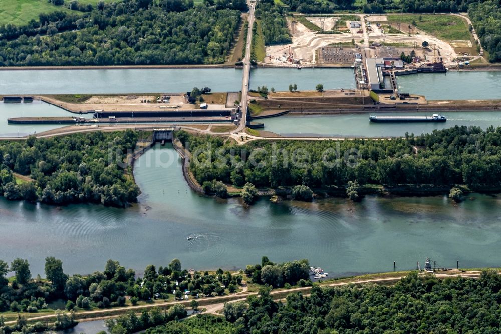 Luftbild Gerstheim - Staustufe am Rhein bei Gerstheim in Grand Est, Frankreich