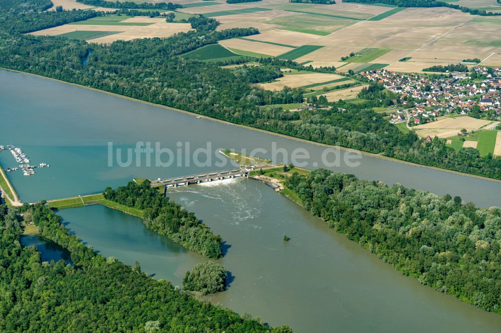 Luftbild Baltzenheim - Staustufe am Ufer des Flußverlauf am Rhein in Baltzenheim in Grand Est, Frankreich