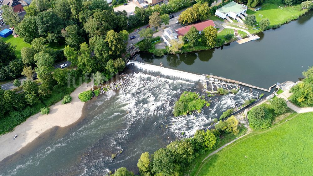 Luftbild Siegburg - Staustufe am Ufer des Flußverlauf der Sieg in Siegburg im Bundesland Nordrhein-Westfalen, Deutschland