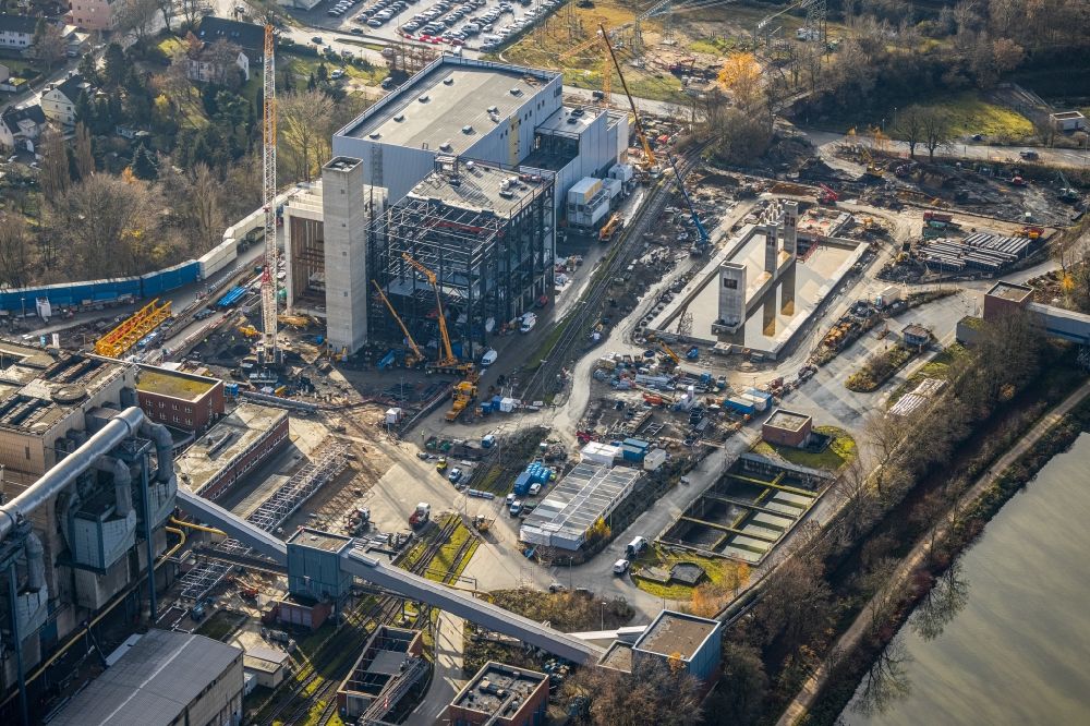 Herne aus der Vogelperspektive: Steag Heizkraftwerk mit Neubau des GuD-Kraftwerk der Projektgesellschaft GuD Herne GmbH in Herne im Bundesland Nordrhein-Westfalen