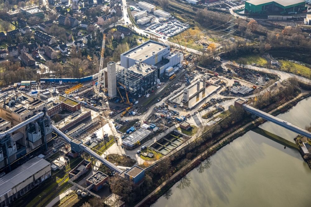 Luftaufnahme Herne - Steag Heizkraftwerk mit Neubau des GuD-Kraftwerk der Projektgesellschaft GuD Herne GmbH in Herne im Bundesland Nordrhein-Westfalen