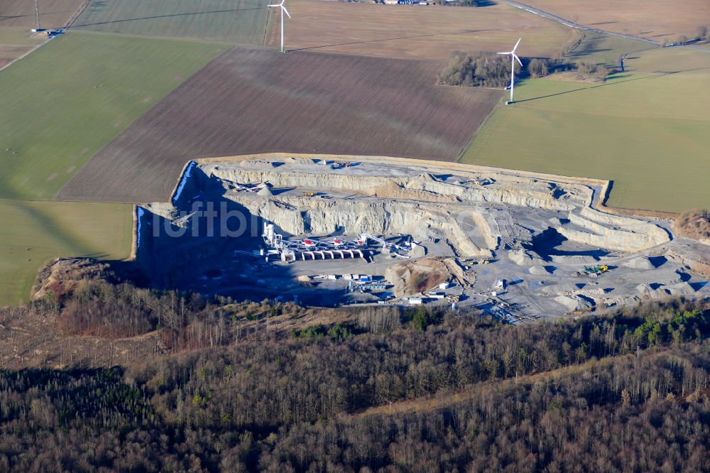Luftaufnahme Rodeberg - Steinbruch zum Abbau von Kalkstein in Rodeberg im Bundesland Thüringen, Deutschland