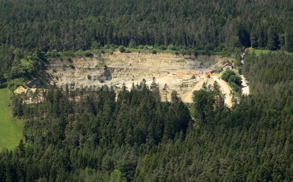 Luftbild Hohenfelden - Steinbruch zum Abbau von Kalkstein der Wagner Kieswerke GmbH in Hohenfelden im Bundesland Thüringen, Deutschland