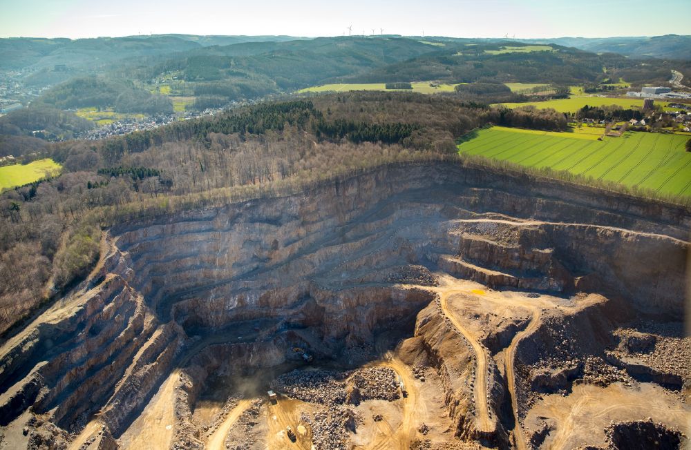 Luftbild Hagen - Steinbruch zum Abbau von Sandstein im Ortsteil Herbeck in Hagen im Bundesland Nordrhein-Westfalen, Deutschland