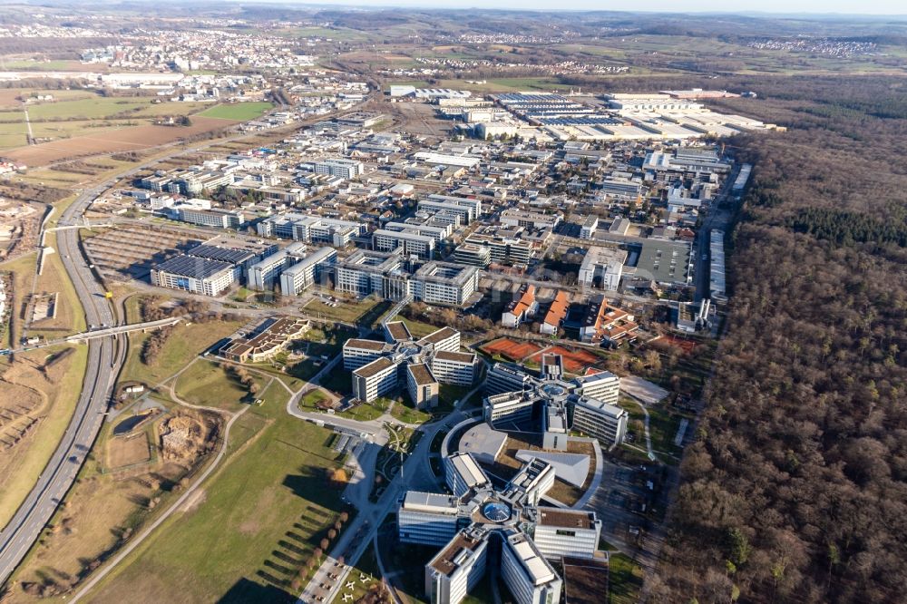 Luftbild Walldorf - Sternförmige Büro- und Geschäftshäuser der SAP Deutschland SE & Co. KG in Walldorf im Bundesland Baden-Württemberg