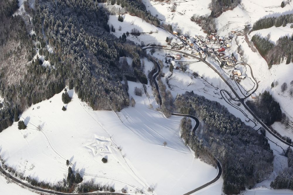 Luftbild Böllen - Sternschanze im Schnee bei Böllen im Bundesland Baden-Württemberg