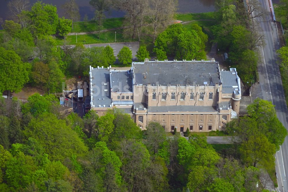Luftaufnahme Görlitz - Stillgelegtes Gebäude des Konzerthauses und Theater- Schauspielhauses in Görlitz im Bundesland Sachsen, Deutschland