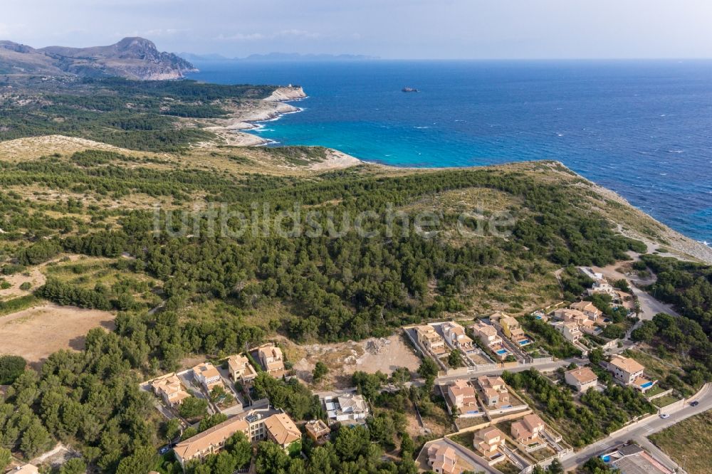 Luftbild Cala Mesquida - Strand von Cala Mesquida an der Mittelmeerküste der der spanischen Baleareninsel Mallorca in Spanien