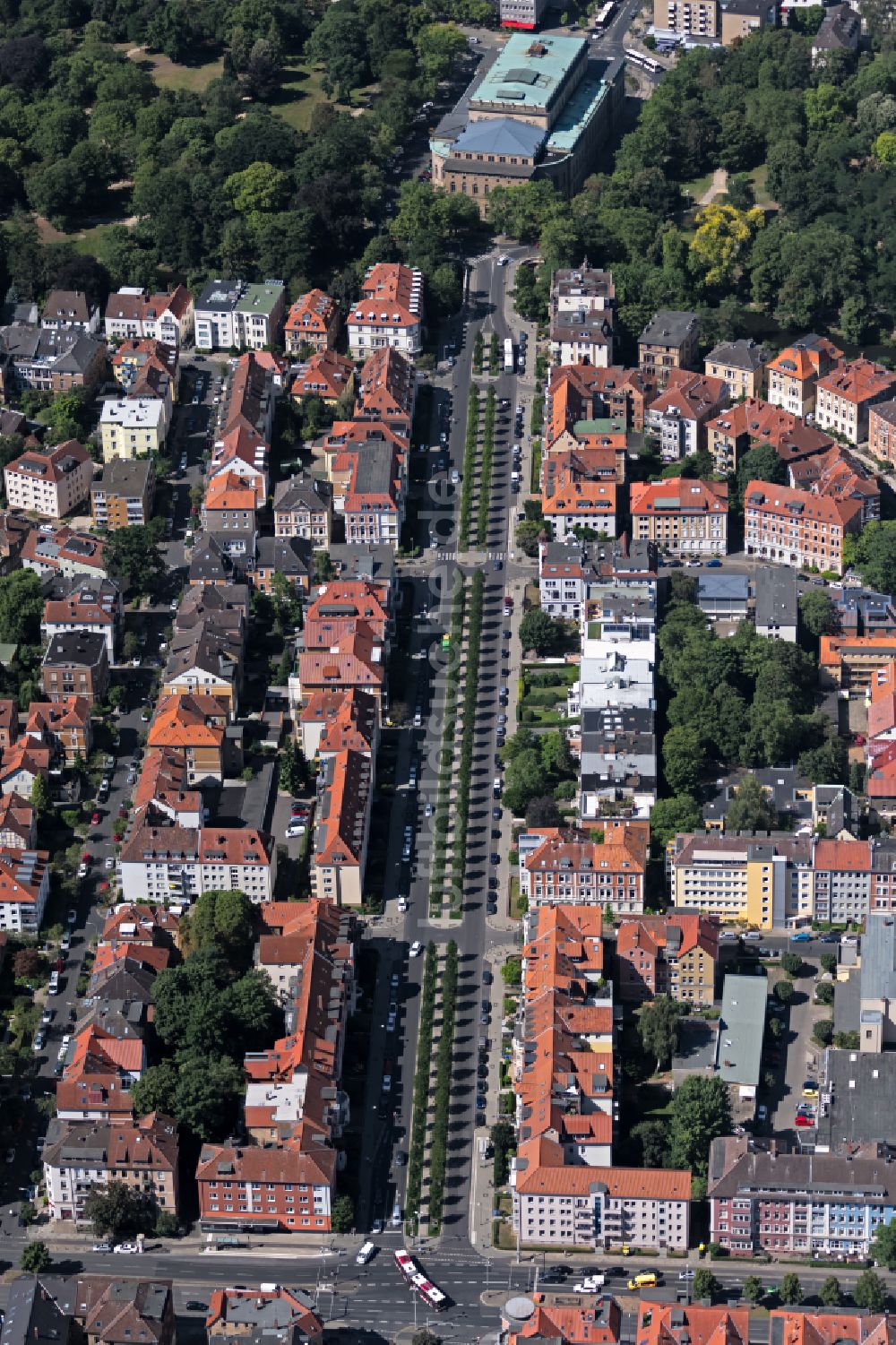 Luftbild Braunschweig - Straßenführung der Jasperallee in Braunschweig im Bundesland Niedersachsen, Deutschland