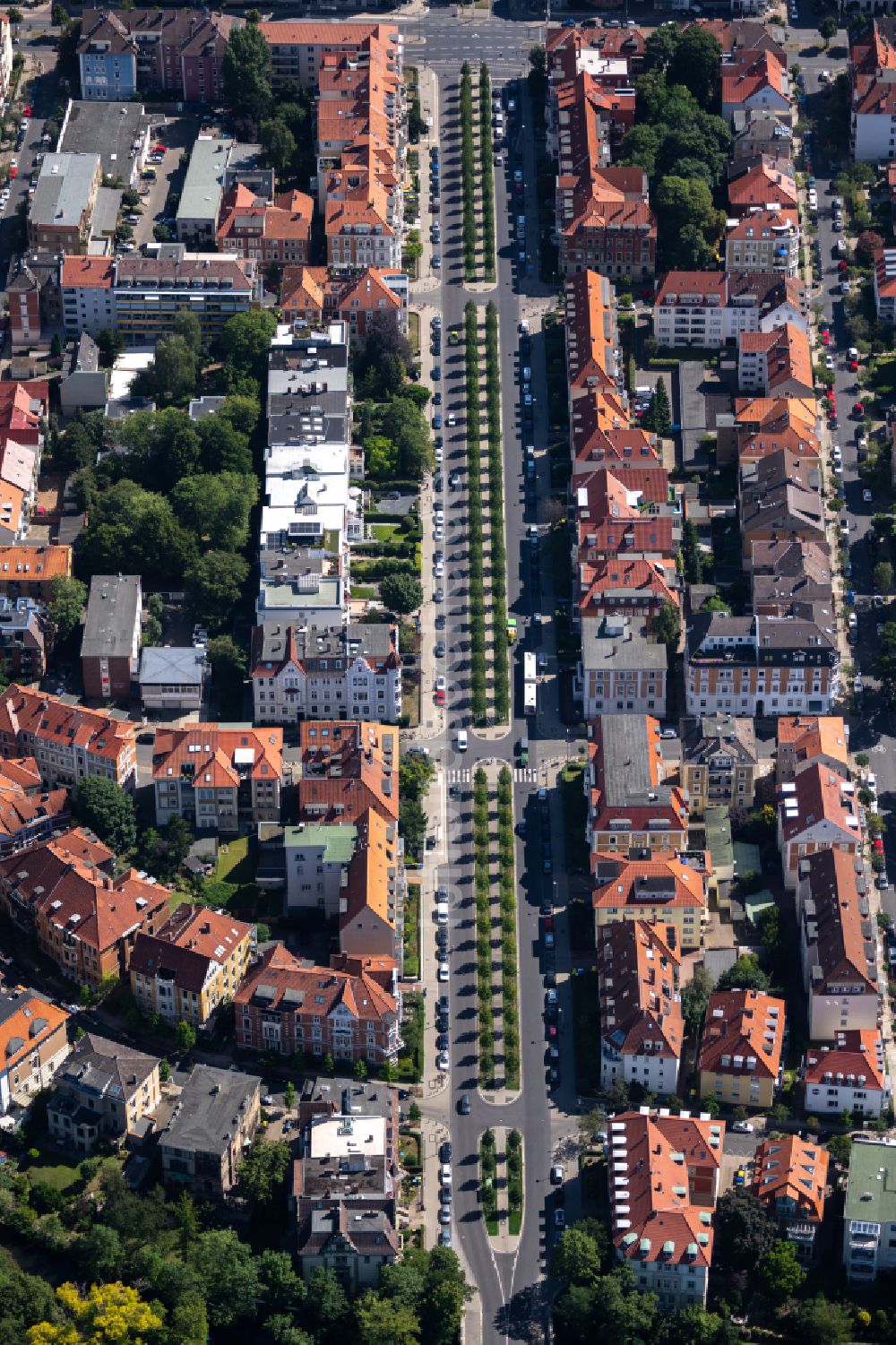 Luftaufnahme Braunschweig - Straßenführung der Jasperallee in Braunschweig im Bundesland Niedersachsen, Deutschland