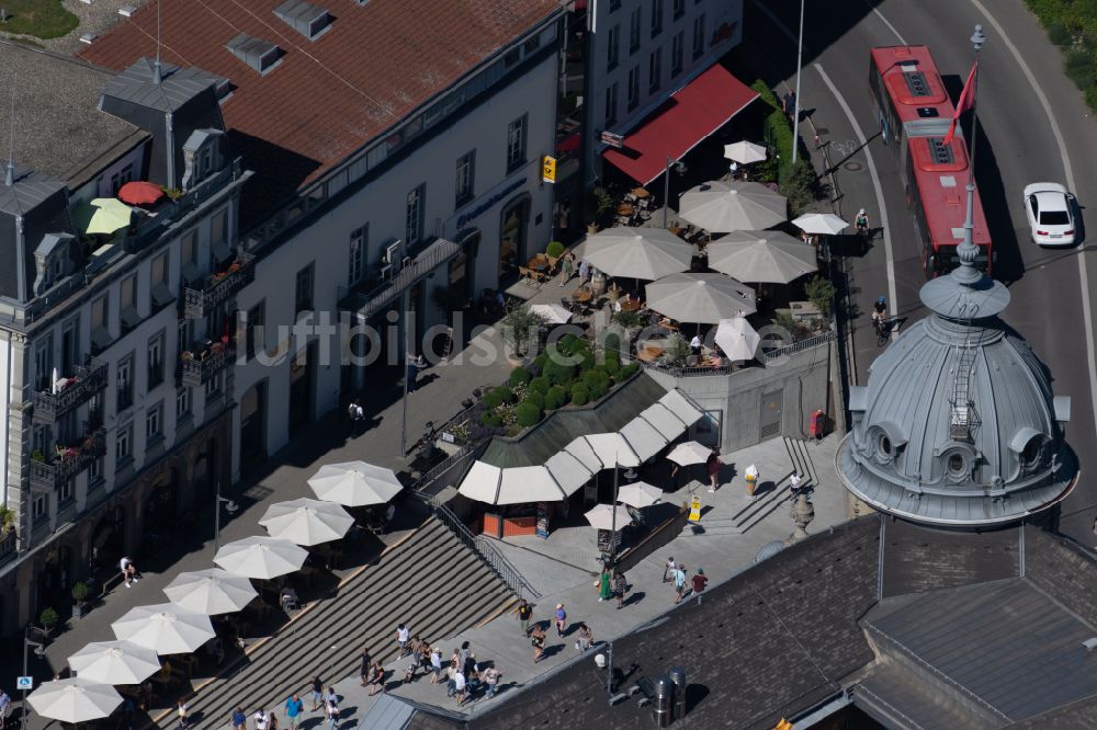 Konstanz aus der Vogelperspektive: Straßenführung der Flaniermeile Marktstätte in Konstanz im Bundesland Baden-Württemberg, Deutschland