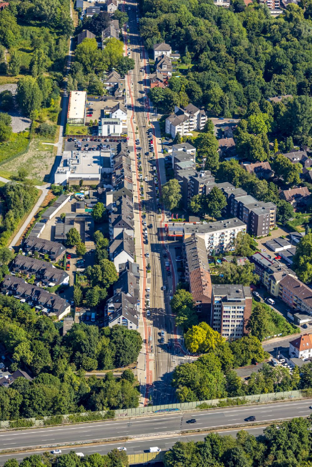 Gelsenkirchen von oben - Straßenverlauf der Horster Straße in Gelsenkirchen im Bundesland Nordrhein-Westfalen