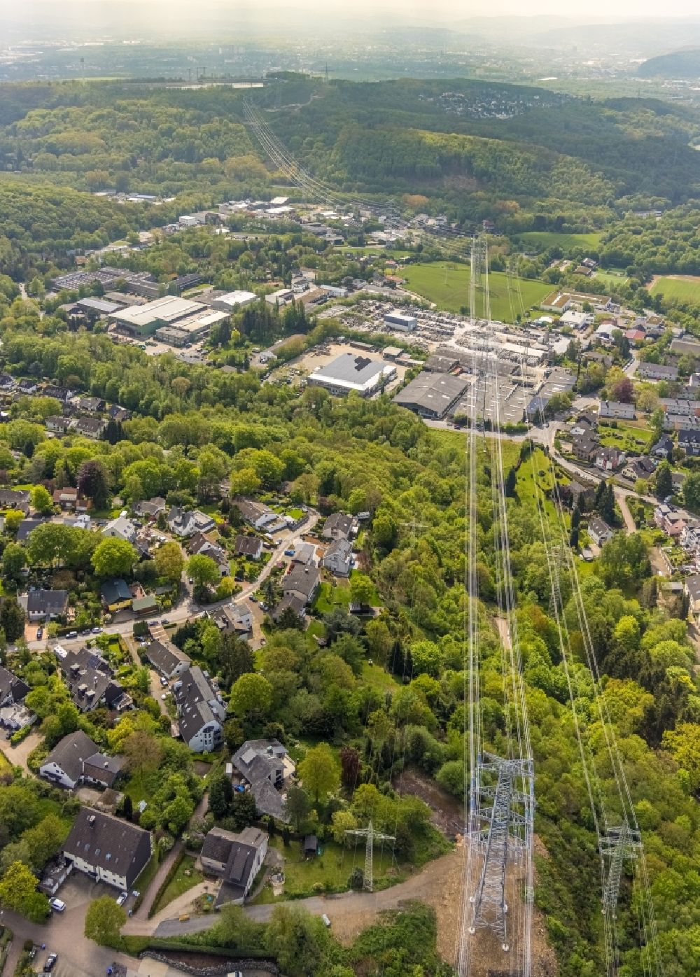 Herdecke von oben - Streckenverlauf der Stromführungstrasse in Herdecke im Bundesland Nordrhein-Westfalen, Deutschland