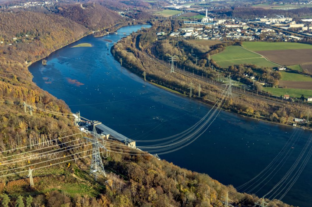 Luftaufnahme Herdecke - Stromführungstrasse des Pumpspeicherkraftwerk Koepchenwerk in Herdecke im Bundesland Nordrhein-Westfalen, Deutschland