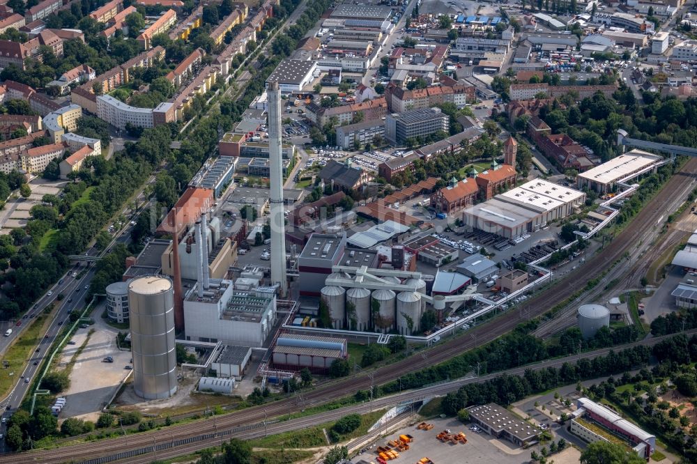Luftbild Nürnberg - Stromkraftwerk mit Stromerzeugungsanlagen aus Erdgas in Nürnberg im Bundesland Bayern, Deutschland