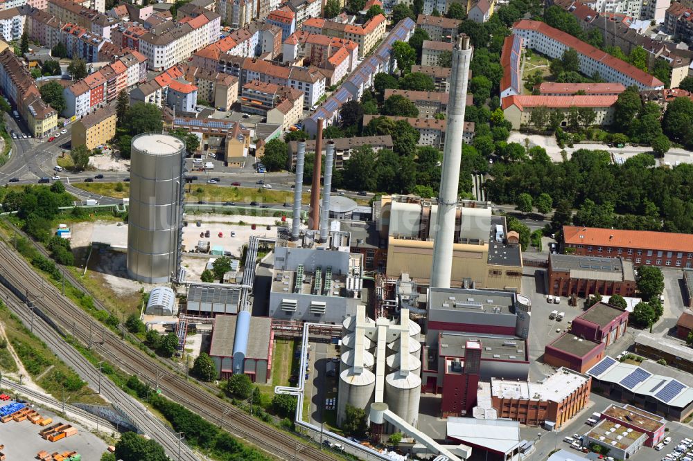 Luftbild Nürnberg - Stromkraftwerk mit Stromerzeugungsanlagen aus Erdgas in Nürnberg im Bundesland Bayern, Deutschland