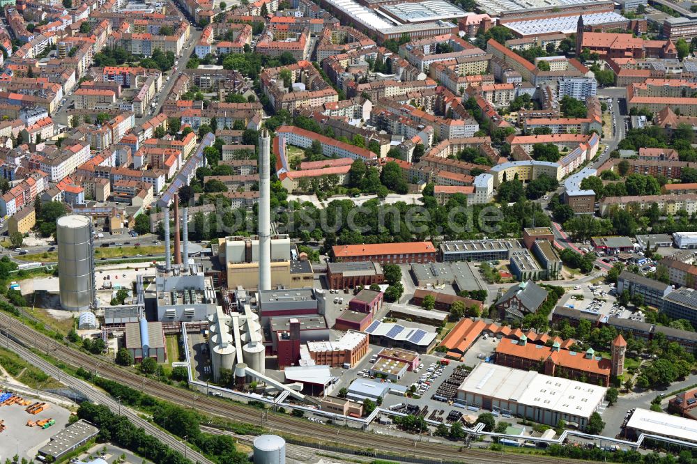 Luftaufnahme Nürnberg - Stromkraftwerk mit Stromerzeugungsanlagen aus Erdgas in Nürnberg im Bundesland Bayern, Deutschland