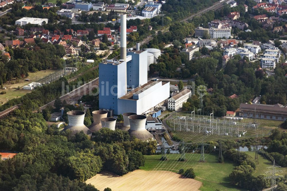Nürnberg von oben - Stromkraftwerk mit Stromerzeugungsanlagen aus Erdgas in Nürnberg im Bundesland Bayern, Deutschland