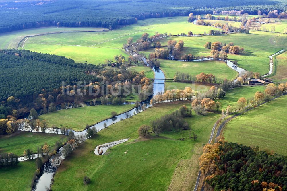 Luftbild Tauche - Strukturen einer Auen und- Wiesen- Landschaft Krumme Spree in Tauche im Bundesland Brandenburg, Deutschland