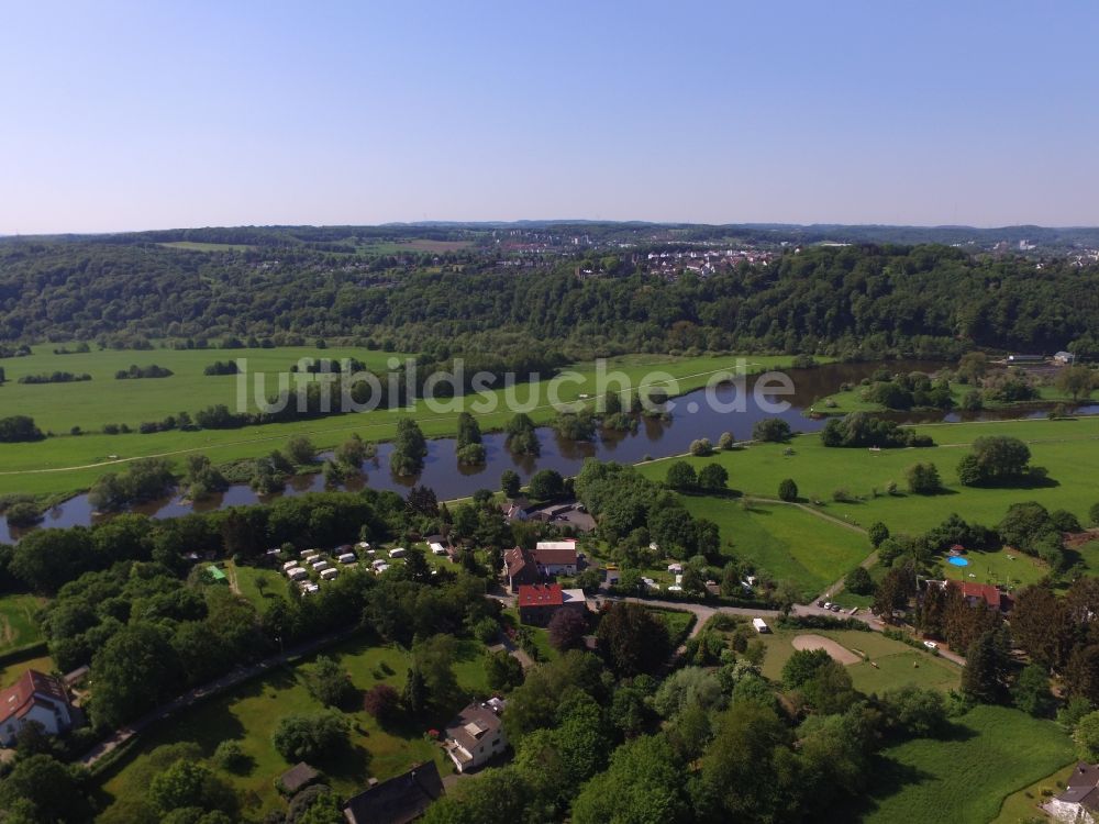 Luftaufnahme Stiepel - Strukturen einer Auen und- Wiesen- Landschaft der Ruhr in Stiepel im Bundesland Nordrhein-Westfalen, Deutschland