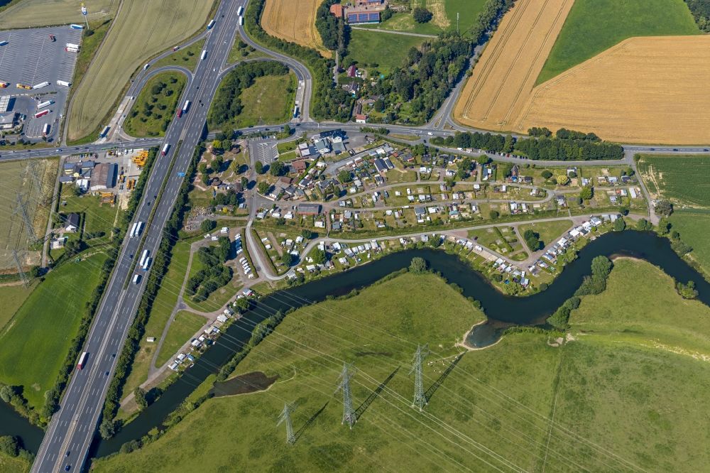 Luftbild Lippetal - Strukturen einer Auen und- Wiesen- Landschaft im Verlauf der Lippe in Lippetal im Bundesland Nordrhein-Westfalen, Deutschland