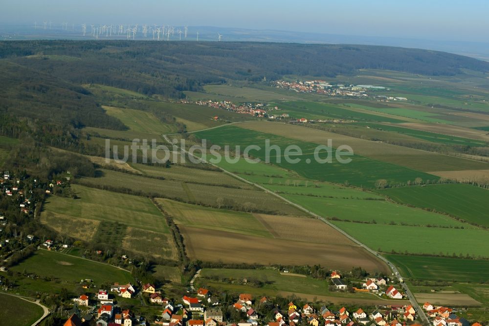 Witterda aus der Vogelperspektive: Strukturen auf landwirtschaftlichen Feldern bei Witterda im Bundesland Thüringen, Deutschland