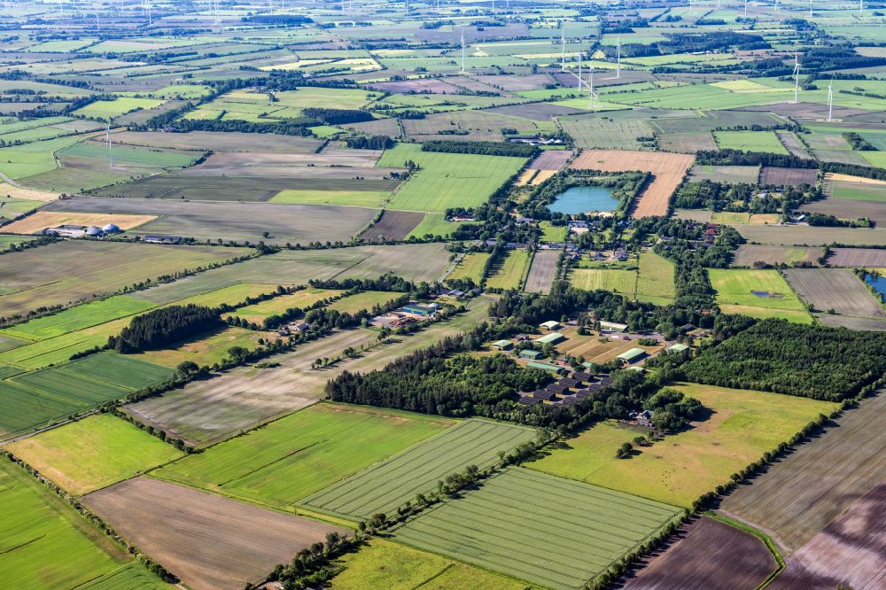 Luftaufnahme Bramstedtlund - Strukturen auf landwirtschaftlichen Feldern in Bramstedtlund im Bundesland Schleswig-Holstein, Deutschland