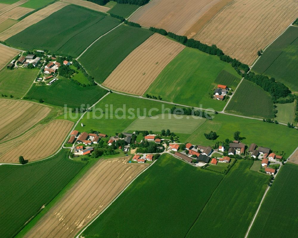 Luftaufnahme Heißprechting - Strukturen auf landwirtschaftlichen Feldern in Heißprechting im Bundesland Bayern, Deutschland