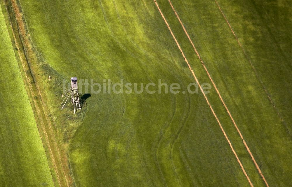 Luftbild Tonna - Strukturen auf landwirtschaftlichen Feldern mit Hochsitz im Ortsteil Gräfentonna in Tonna im Bundesland Thüringen, Deutschland
