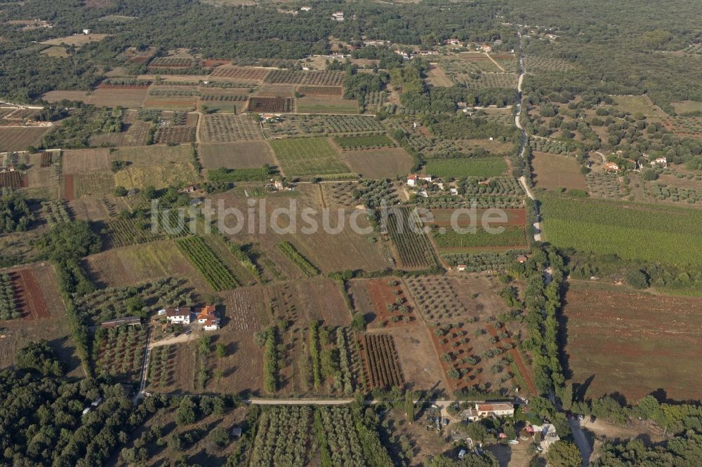 Luftbild Rovinj - Strukturen auf landwirtschaftlichen Feldern in Rovinj in Istrien - Istarska zupanija, Kroatien